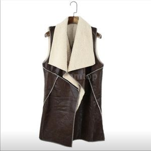 Winter Women’s Vest Coat Casual Faux Fur Lapel
